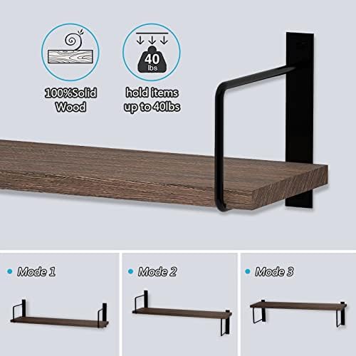 EALLRINEC Floating Shelves Set of 3 Brown Rustic Wood