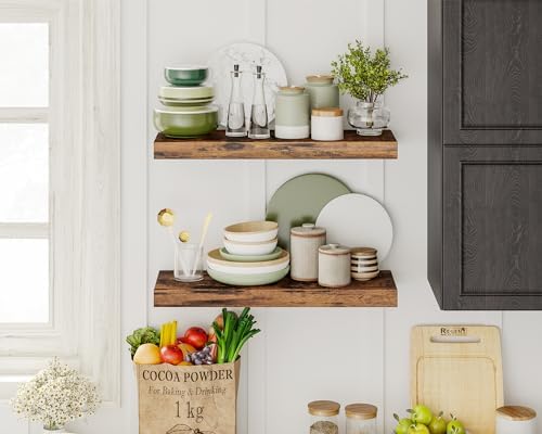 Fixwal 158 In Floating Shelves Set of 6 Rustic Brown
