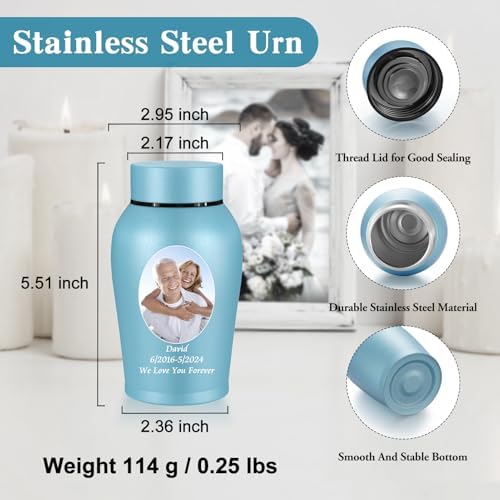 Personalized Matte Blue Urn for Human Ashes
