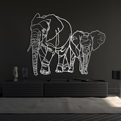 Gold Elephant Wall Decor Set with Mama and Baby