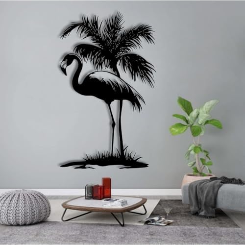 KingGenius Flamingo Wall Sculpture Silver 18x30 Inch