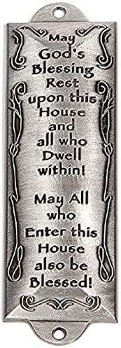 Pewter and Brass Mezuzah with Hebrew Parchment in Gift Box