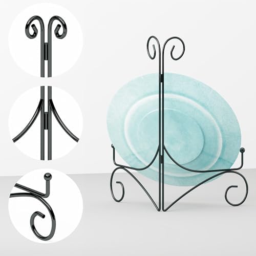 10 Inch Display Plate Stand with Folding Design 2-Pack Black