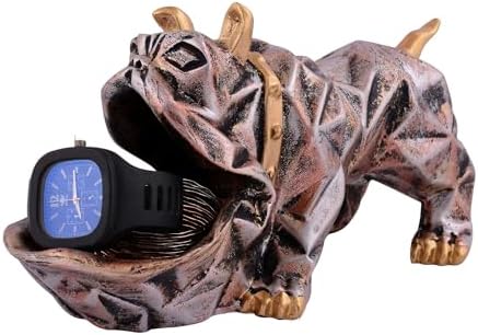 Resin Cool Dog Sculpture with Plate for Home Decor