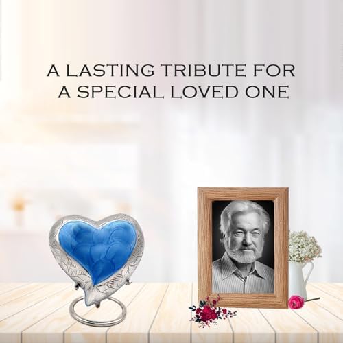 Sky Blue Heart Cremation Urn - Mini Ash Urn for Memorial Keepsake