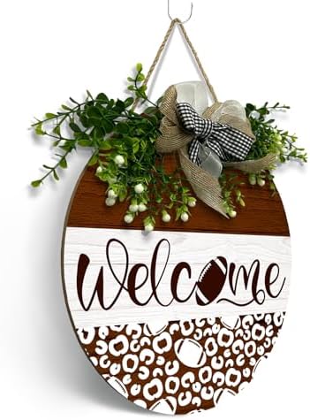 Wooden Football Welcome Sign 12x12 Inches