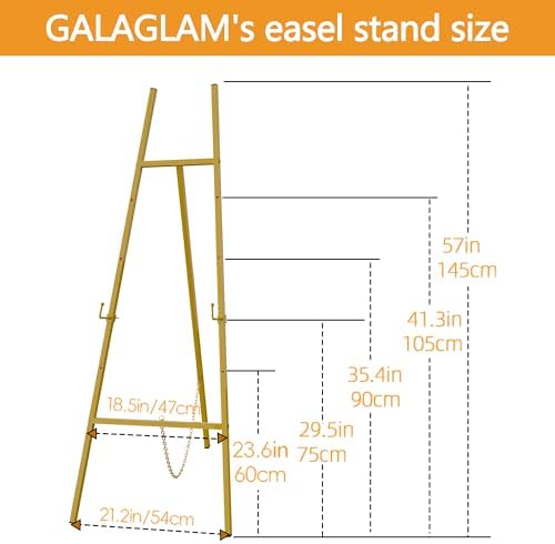GALAGLAM Gold Easel Stand 57 Inch Adjustable 4 Tier