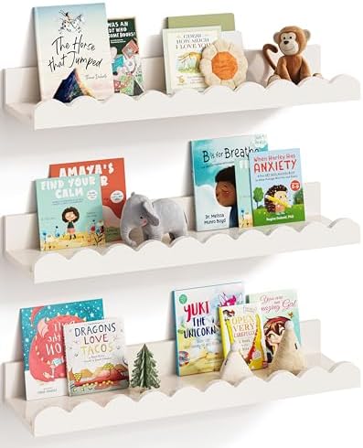 GW Gruwald Set of 3 Floating Book Shelves for Kids Room