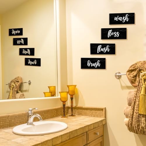 Bathroom Wall Decor with Wash Brush Floss Flush Sign