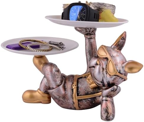 Cute Resin Cool Dog Sculpture Storage Tray