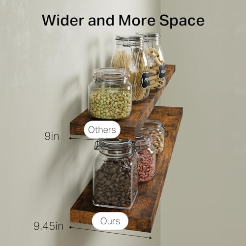 BAYKA Floating Shelves 48 Inch Rustic Wood Wall Mounted Set of 2