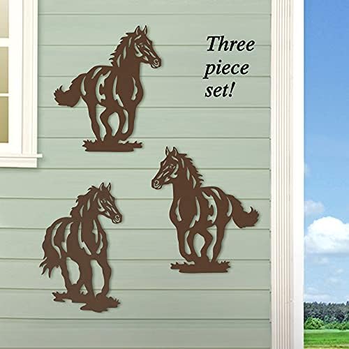 VividLadybug Metal Horse Wall Art Decor Set of 3