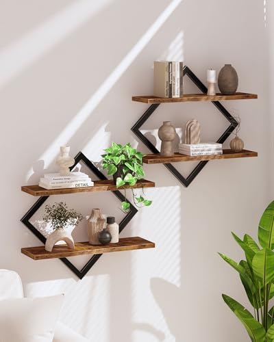 CHOEZON Floating Shelves Set of 2 Rustic Brown