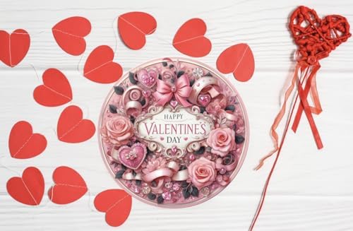 Victorian Valentines Day Pink Round Metal Wall Art Sign Door Hanger