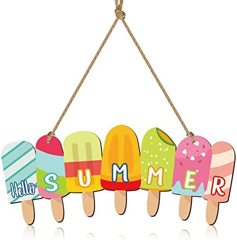 Yookeer Summer Door Sign with Ice Cream Wreath