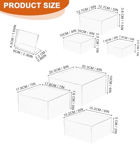 Hylebor 6Pcs Clear Acrylic Display Risers for Buffet and Party Use