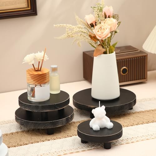 Geetery 4 Pcs Round Wooden Risers for Decor Display