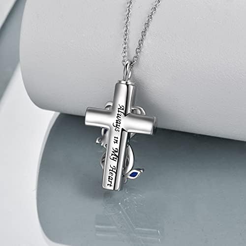 POPLYKE Urn Necklace for Ashes 925 Sterling Silver Cross Memorial Jewelry