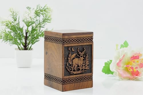 Handmade Rosewood Deer Urn Small 40 Cubic Inches