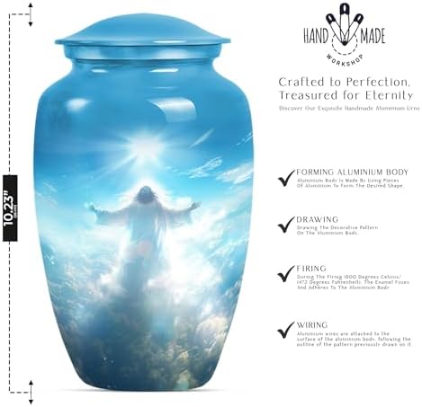 Jesus Cross Urn for Ashes - Large Velvet Bag Included