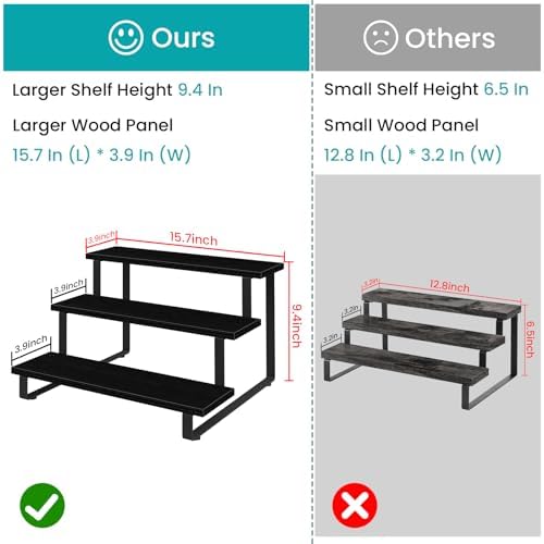 ELITEROO 3 Tier Wooden Display Riser Stand Black