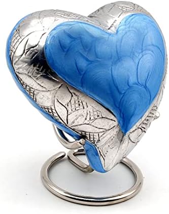 Sky Blue Heart Cremation Urn - Mini Ash Urn for Memorial Keepsake