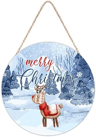 Farmhouse Door Hanger Christmas Wood Sign 12x12in