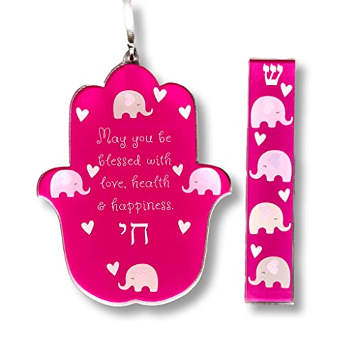 Hamsa and Mezuzah Gift Set for Baby Naming Weddings Housewarming and Birthdays