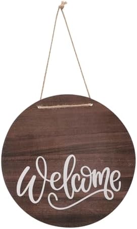 Welcome Sign Decor Wreath 12x12 Inch Wooden Sign Hanger
