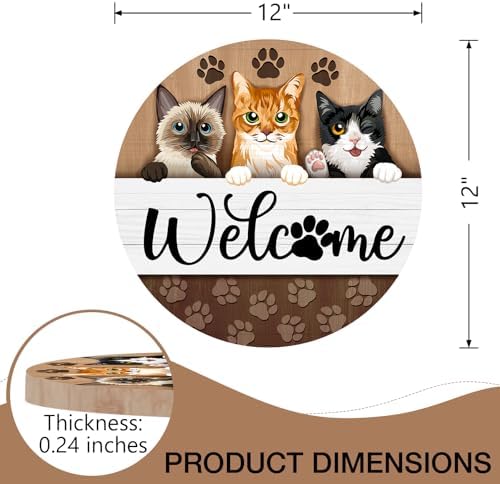Deroro Welcome Cats Front Door Sign