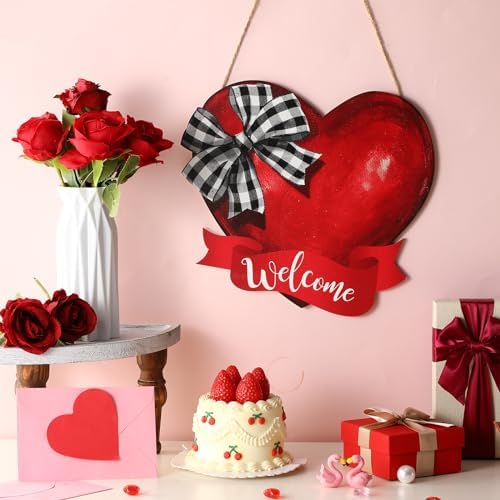 Marsui Red Heart Door Wreath Valentine Decoration