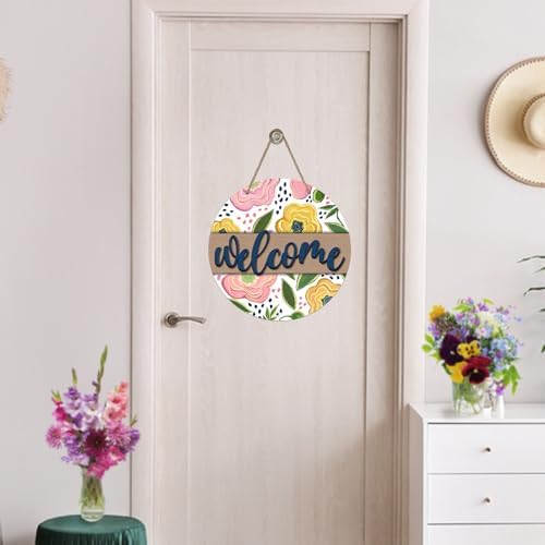 Welcome Spring Summer Flower Front Door Sign