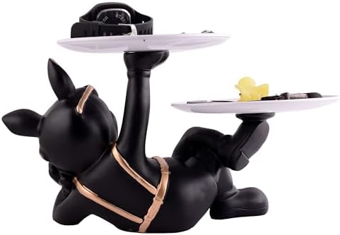 Sivani Cool Dog Sculpture with Plate Home Decor Showpiece