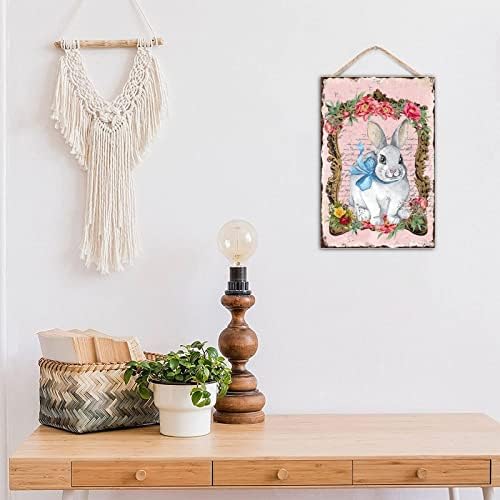 Easter Bunny Rabbit Welcome Sign Front Door Decor