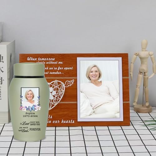 Custom Personalized Urn with Photo and Name Durable Stainless Steel Keepsake Cremation Box