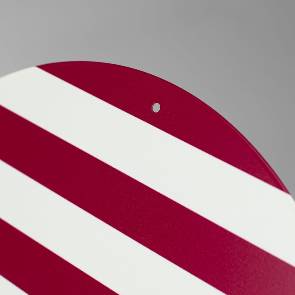 Craig Bachman Welcome Round Metal Sign Red White Stripes