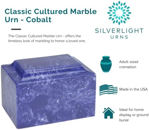 Custom Engraved Cobalt Cultured Marble Cremation Urn for Ashes