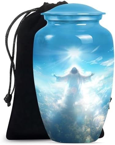 Jesus Cross Urn for Ashes - Large Velvet Bag Included