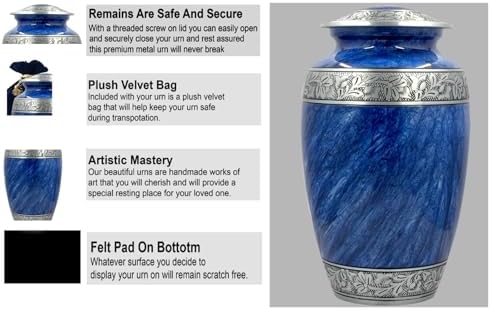 Bold Divine Blue Large Cremation Urn for Adult Ashes
