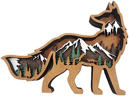 Laozai Rustic Wooden Wall Sculpture Forest Animals Fox Decor