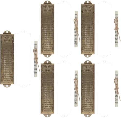 5 Sets Mezuzah with Scroll Door Jewish Mitzvah Metal Case