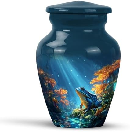 Frogs Themed Mini Urn for Human Ashes - 3 Inch Blue