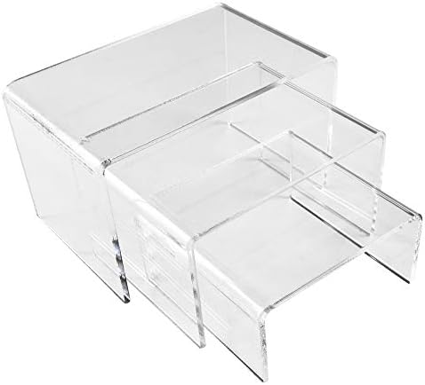 Super Z Outlet Clear Acrylic Riser Jewelry Display Set of Three