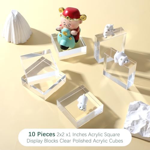 10 Piece Clear Acrylic Display Blocks for Jewelry and Collectibles
