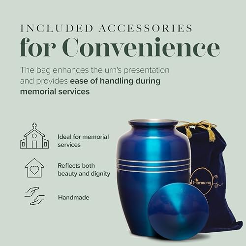 Eternal Harmony Large Urn for Ashes 7x11 Blue