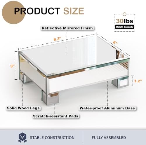 Stylish Mirrored Display Risers for Vanity and Countertop