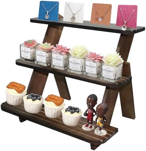 Wooden Display Riser 3-Tier Earring Ring Holder Stand