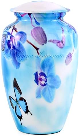 10 Inch Large Metal Classic Orchid Blue Urn
