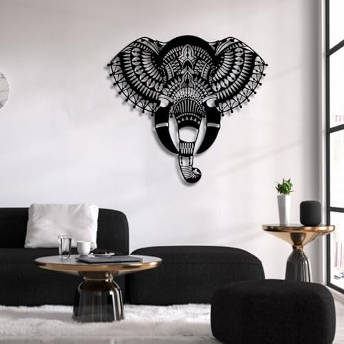 Feuwile Metal Elephant Wall Art Decor Black