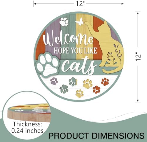 Deroro Welcome Hope You Like Cats Front Door Sign